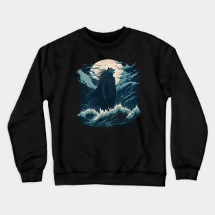 Werewolf in the Japanese ocean Crewneck Sweatshirt